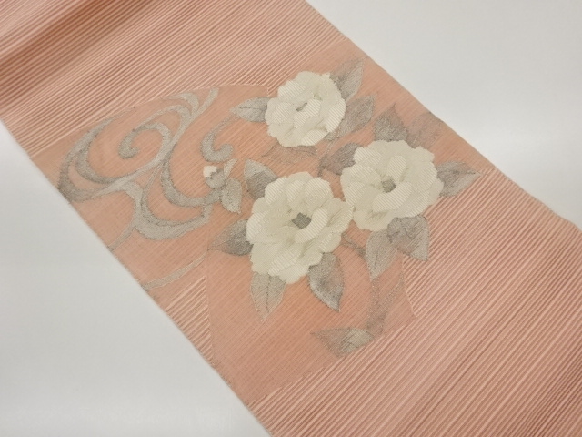 JAPANESE NAGOYA OBI FOR SUMMER / WOVEN CAMELLIA